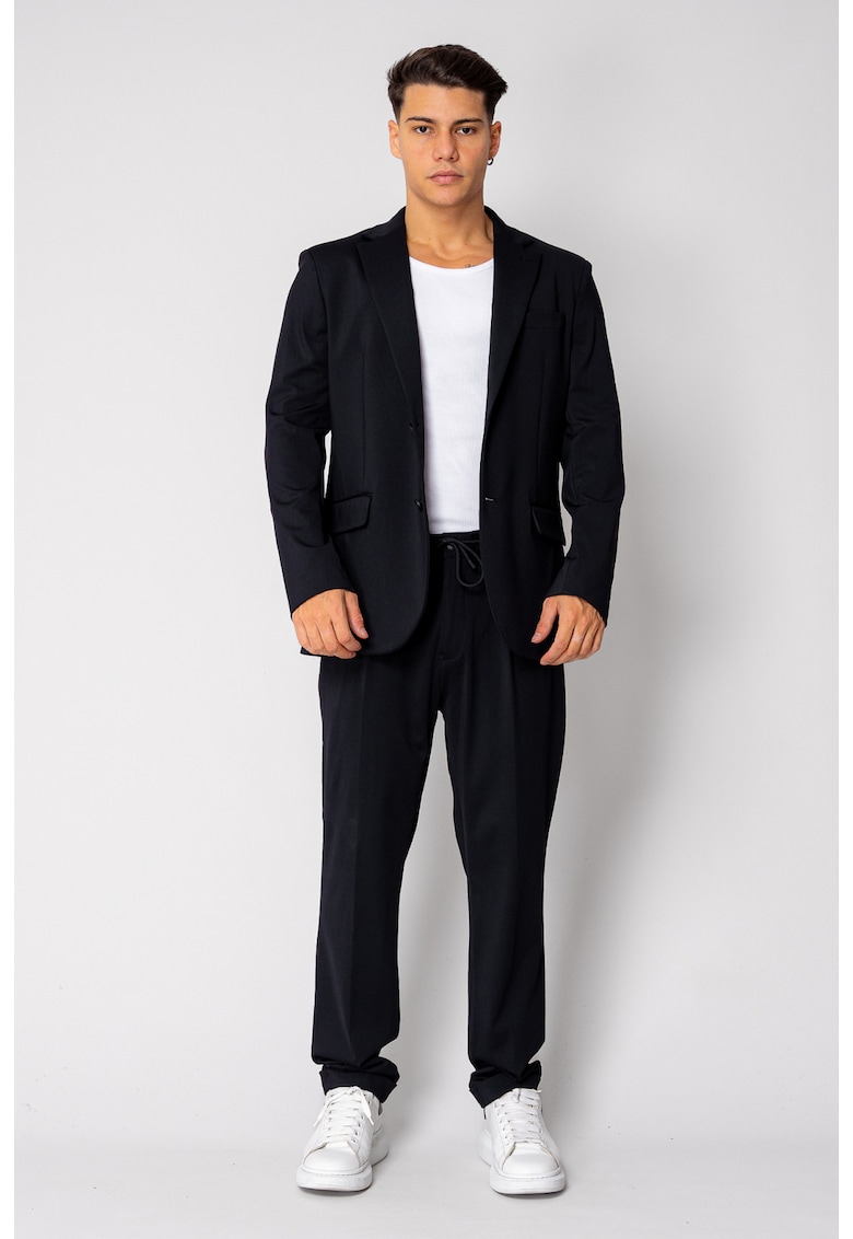 Costum Flex sacou si pantalon lung Black 18822 - Negru