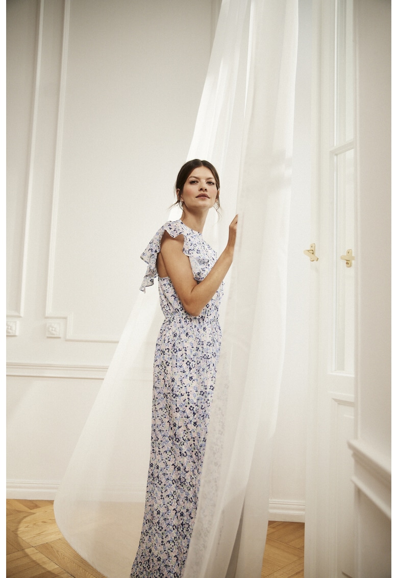 Rochie maxi florala albastra - Bleumarin