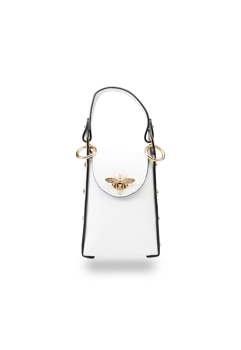 Geanta dama din piele naturala alb Sofi