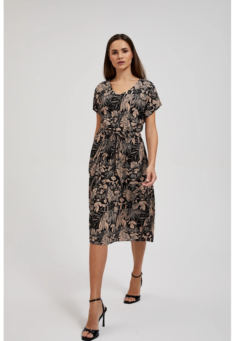 Rochie neagra mulata cu flori - Negru