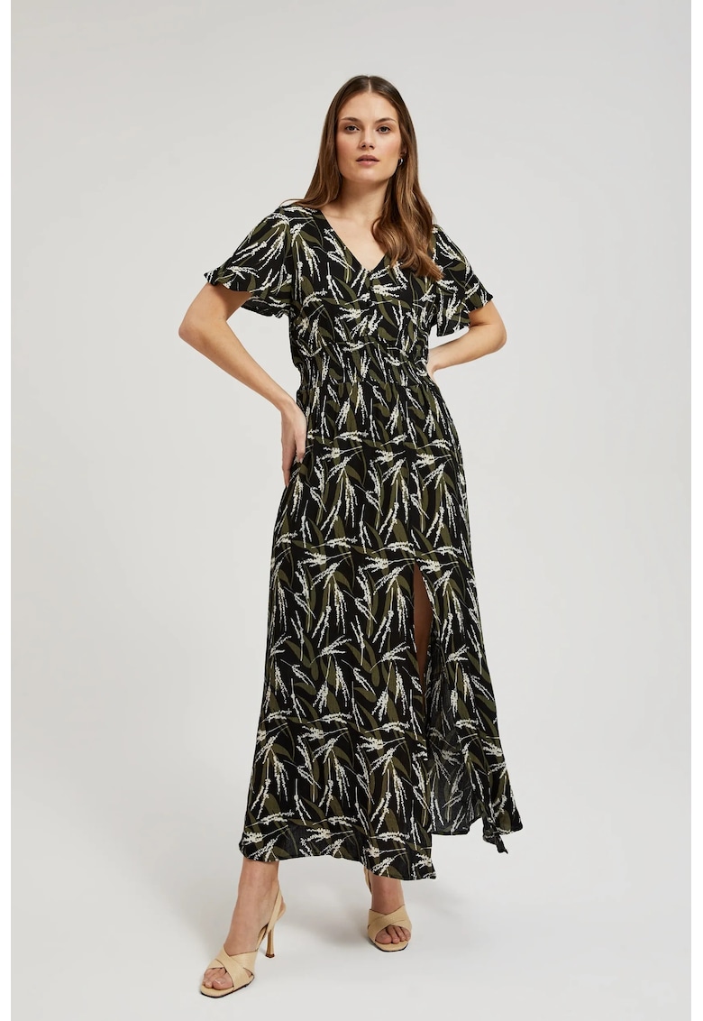 Rochie midi neagra cu model - Negru