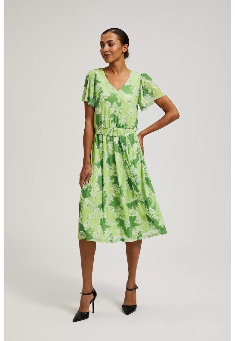 Rochie verde cu flori - Verde