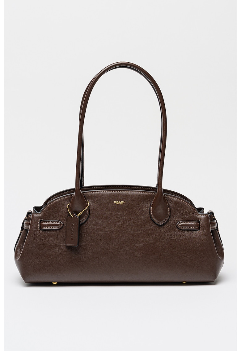 Coach Geanta de piele cu bareta si logo - Maro cognac