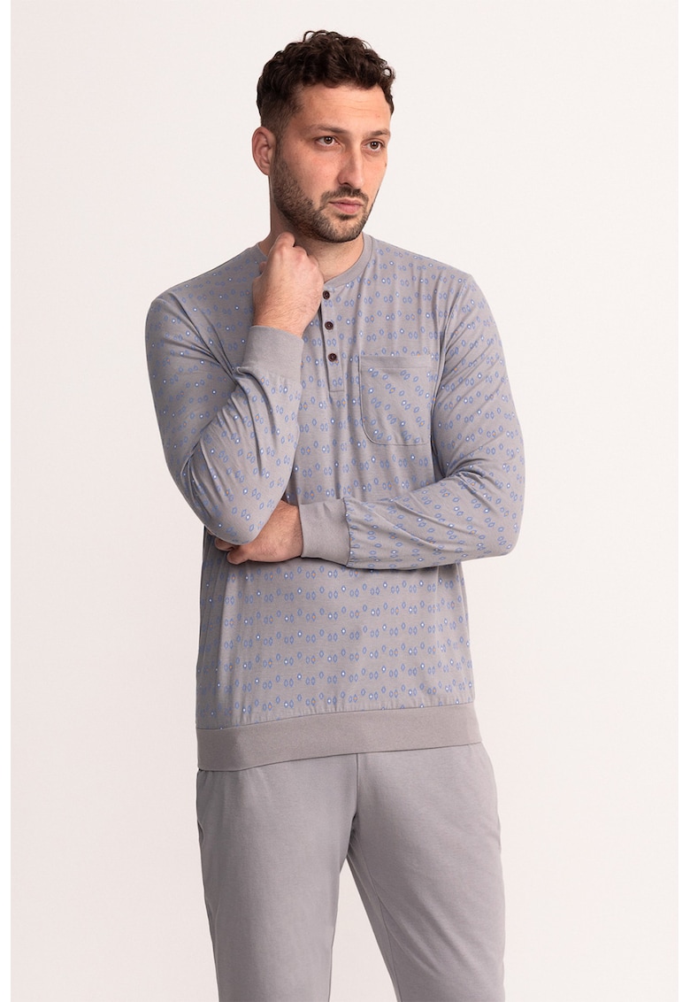 Pijama din bumbac cu cordon in talie Filip