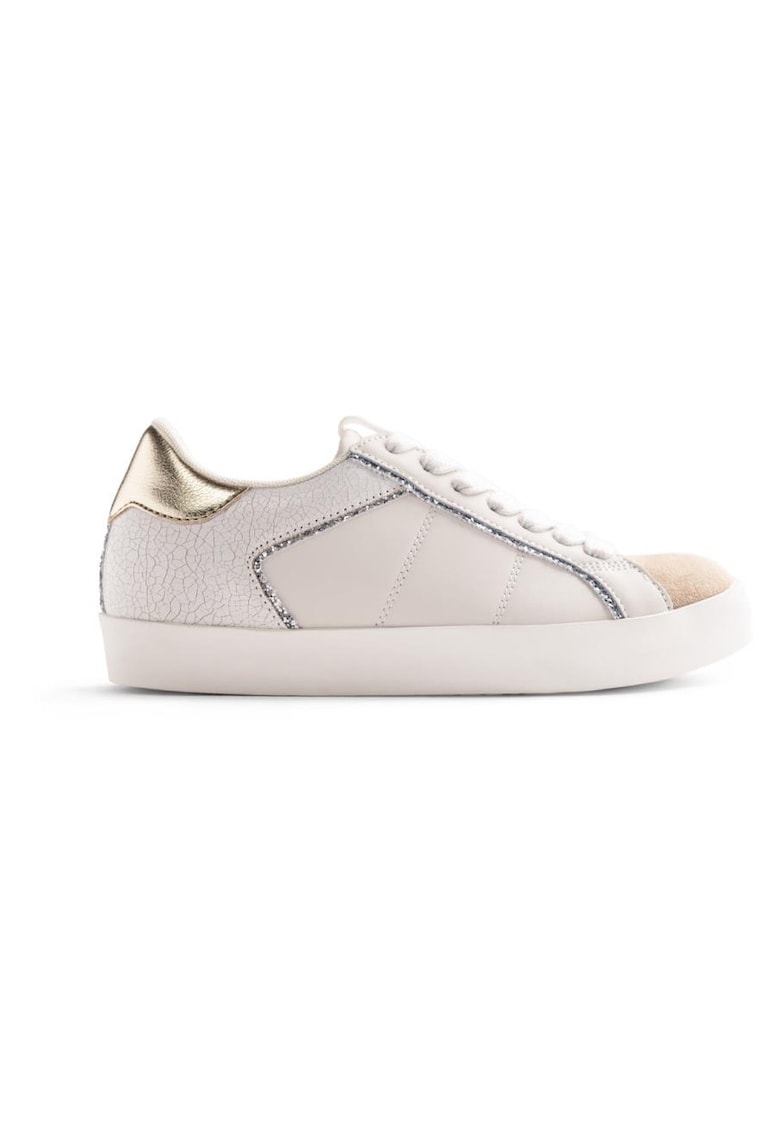 Pantofi sport de piele ecologica cu garnituri de piele intoarsa Edina - Alb
