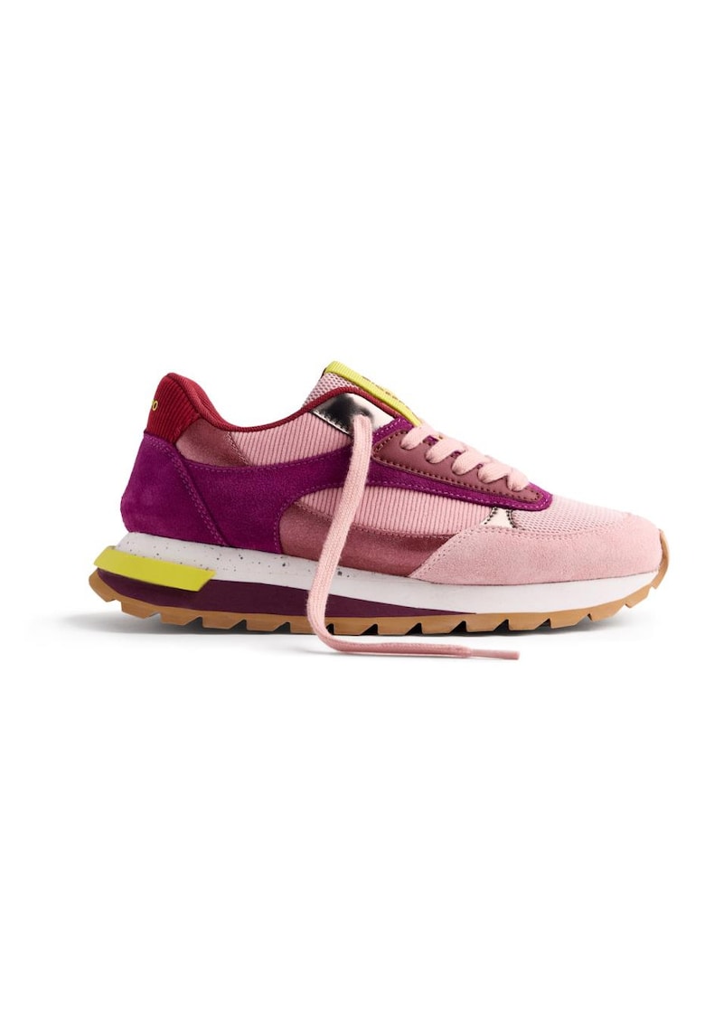 Pantofi sport wedge de piele intoarsa - Roz