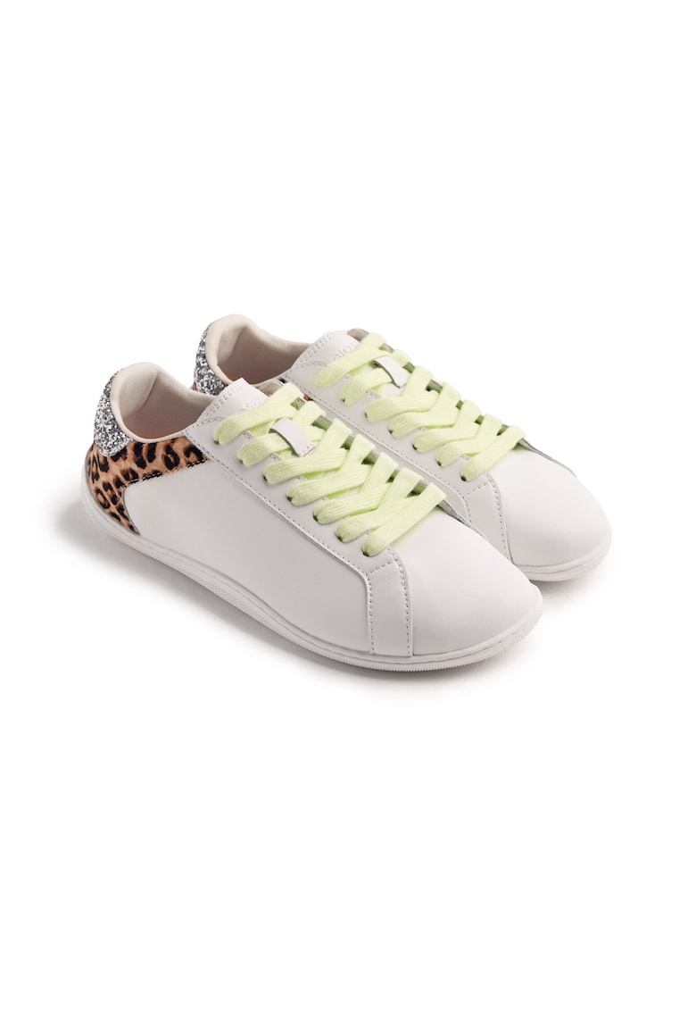 Pantofi sport low-cut din piele - Alb/Maro