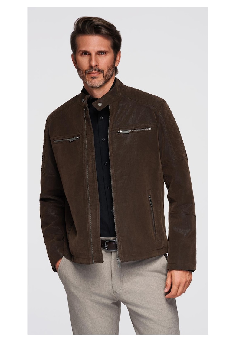 Jacheta de motociclista eleganta C637 - Maro - Maro