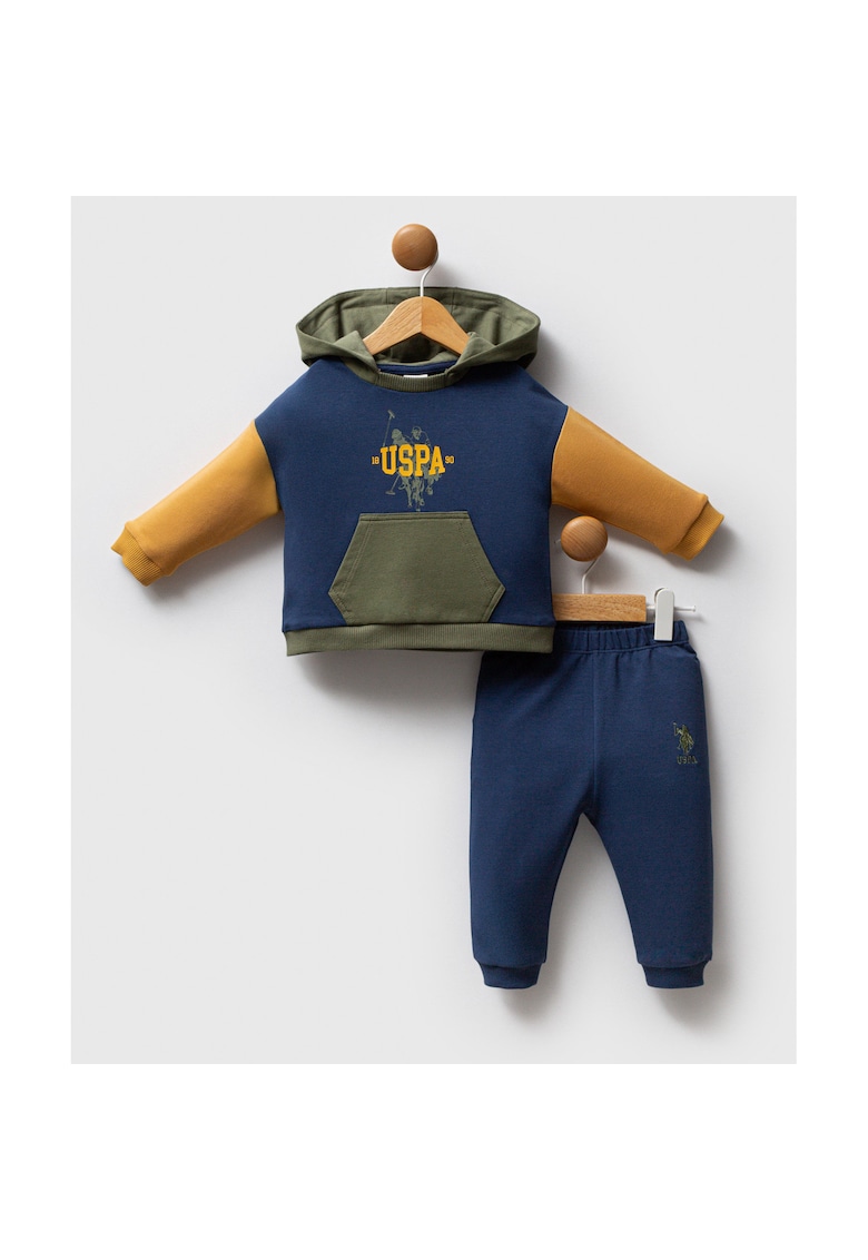 Set de hanorac si pantaloni de trening cu design colorblock