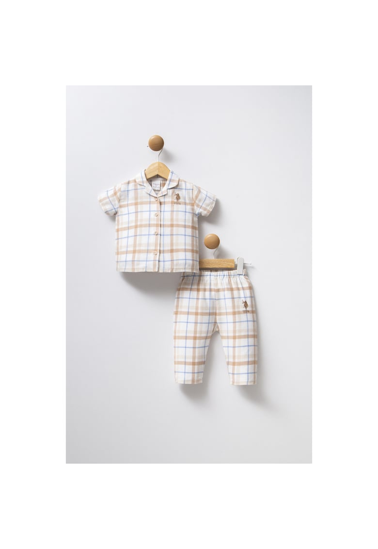 Pijama cu imprimeu si revere decupate Alb Pijama cu imprimeu si revere decupate Alb