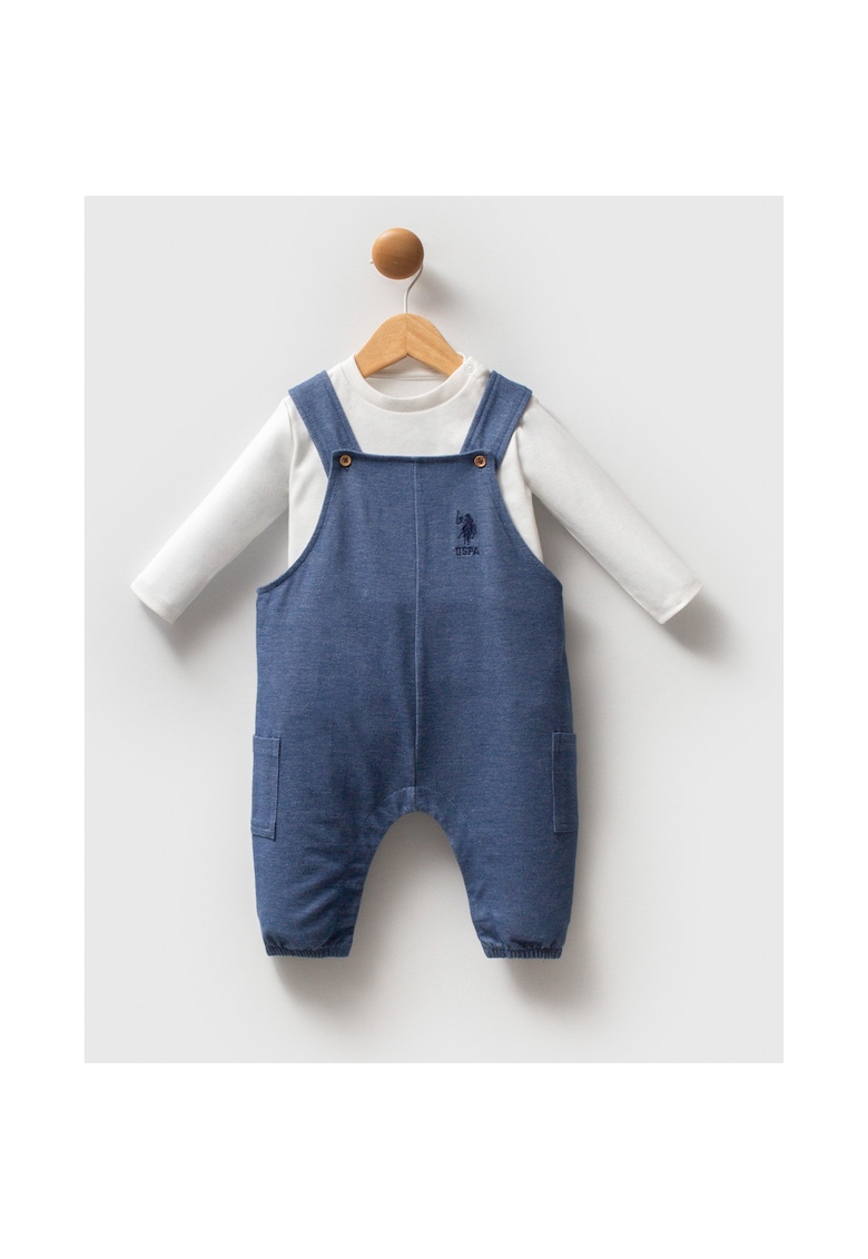 Set de bluza si salopeta cu logo discret