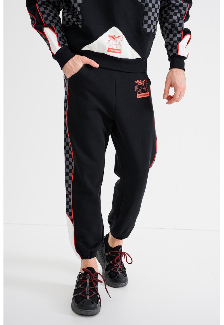 Pantaloni de trening cu imprimeu Triple Decker - Negru/Gri inchis