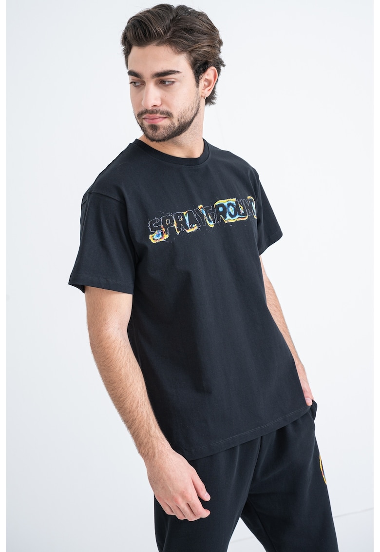 Tricou cu decolteu la baza gatului si imprimeu logo
