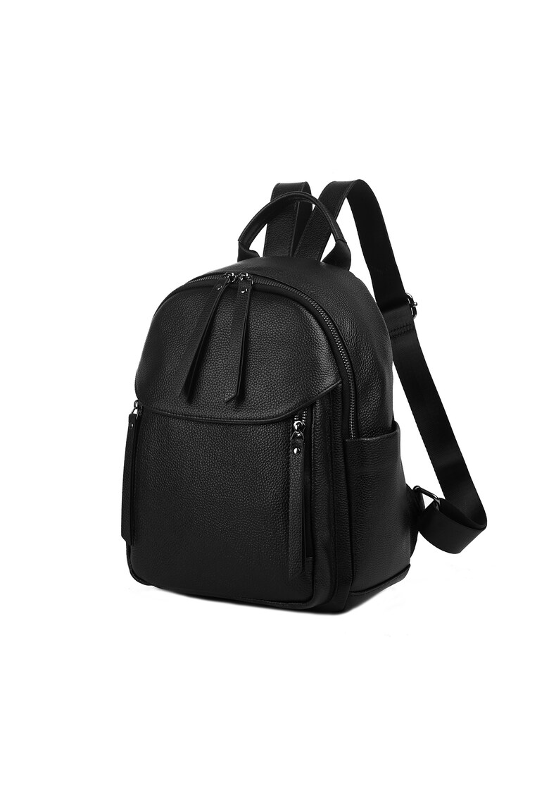 Rucsac de piele cu buzunare exterioare Tali negru