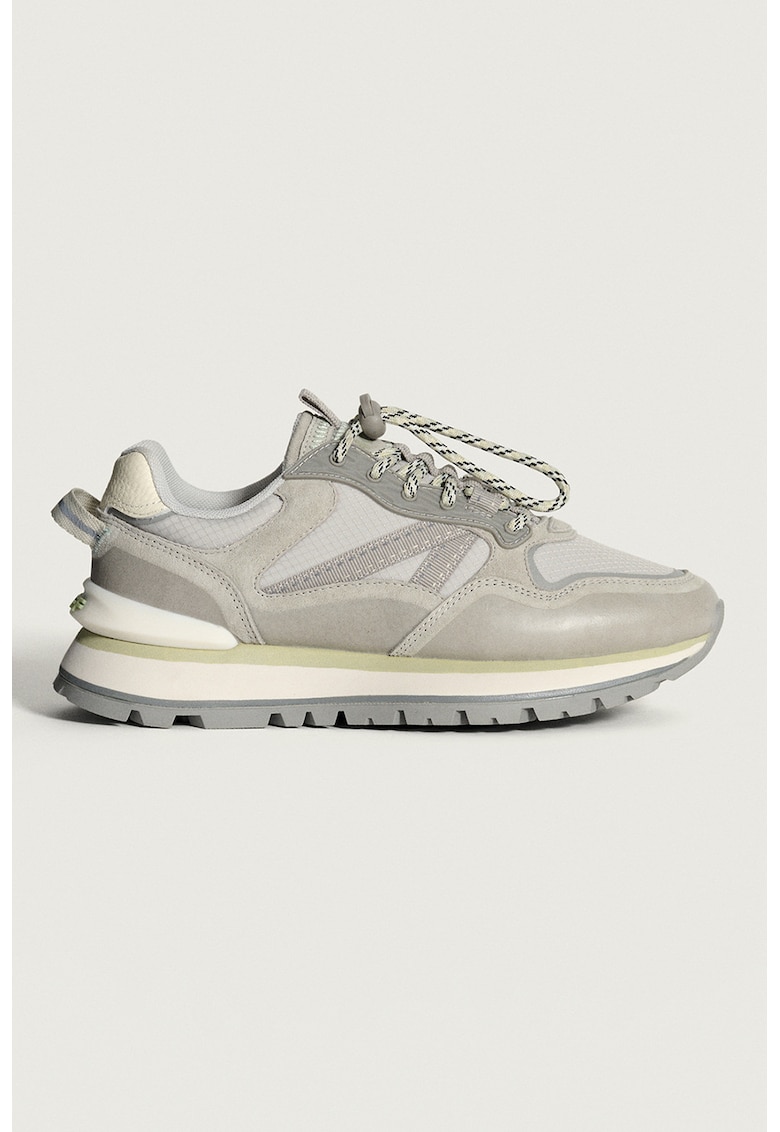 Pantofi sport wedge cu garnituri din material sintetic