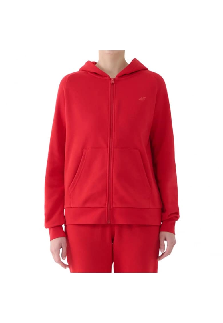 Hanorac sport dama rosu - cu fermoar - pentru recreere si relaxare