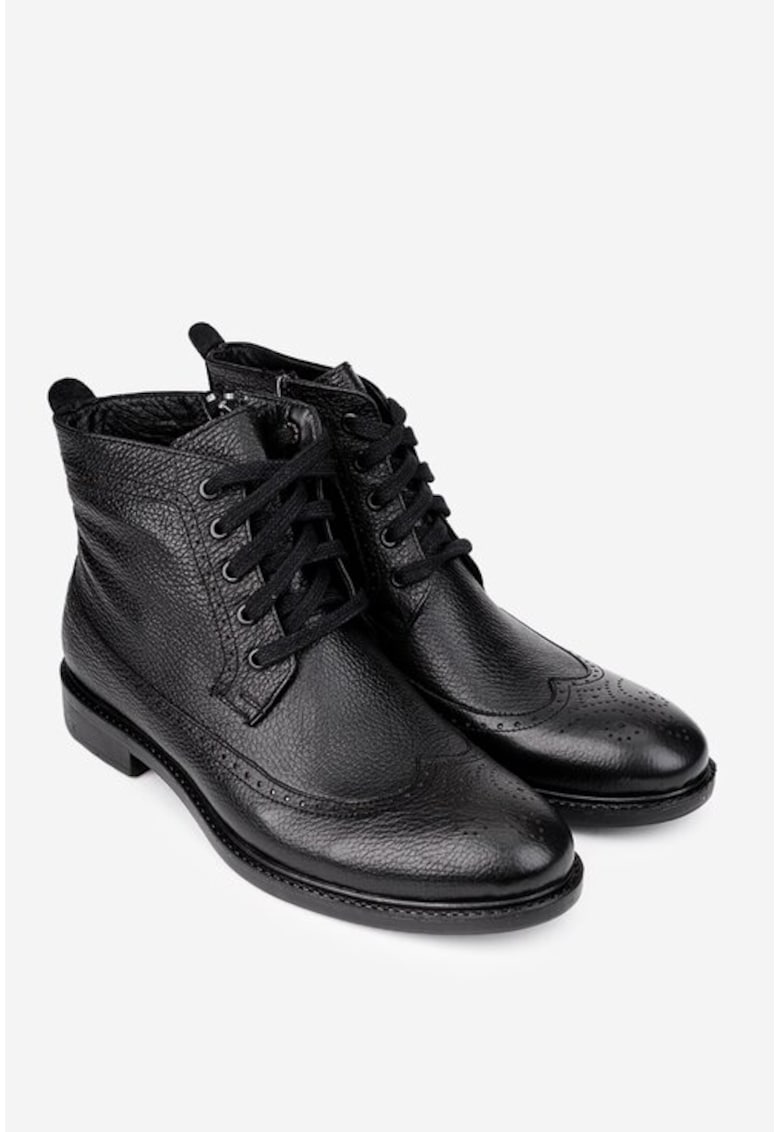 Ghete barbati confectionate din piele texturata neagra