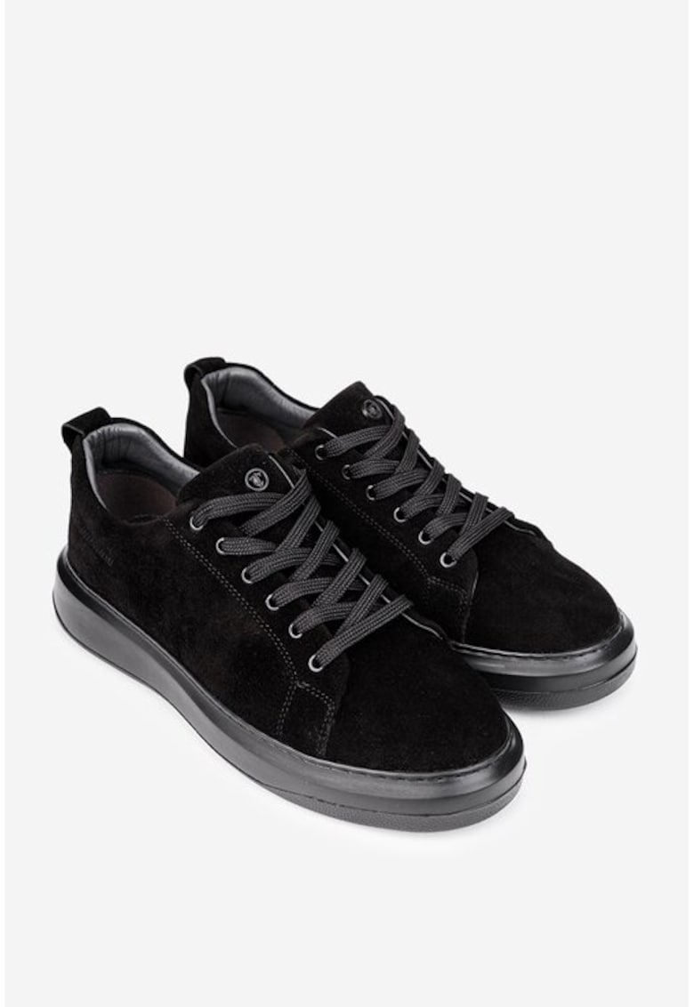 Pantofi barbati din piele intoarsa neagra