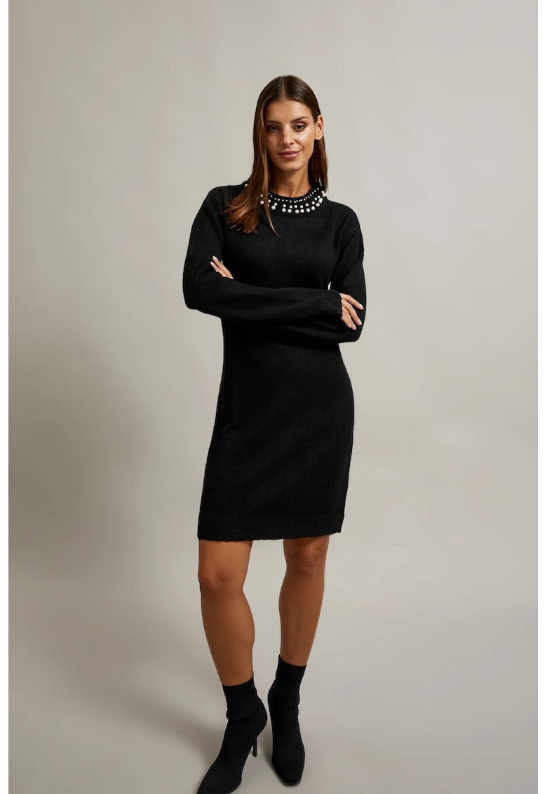 Rochie tricotata neagra ajustata - Negru