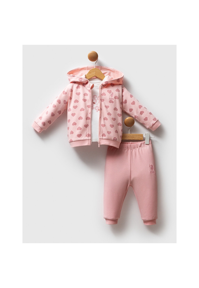 Set trei piese pentru fete - Roz - 9-12 luni -