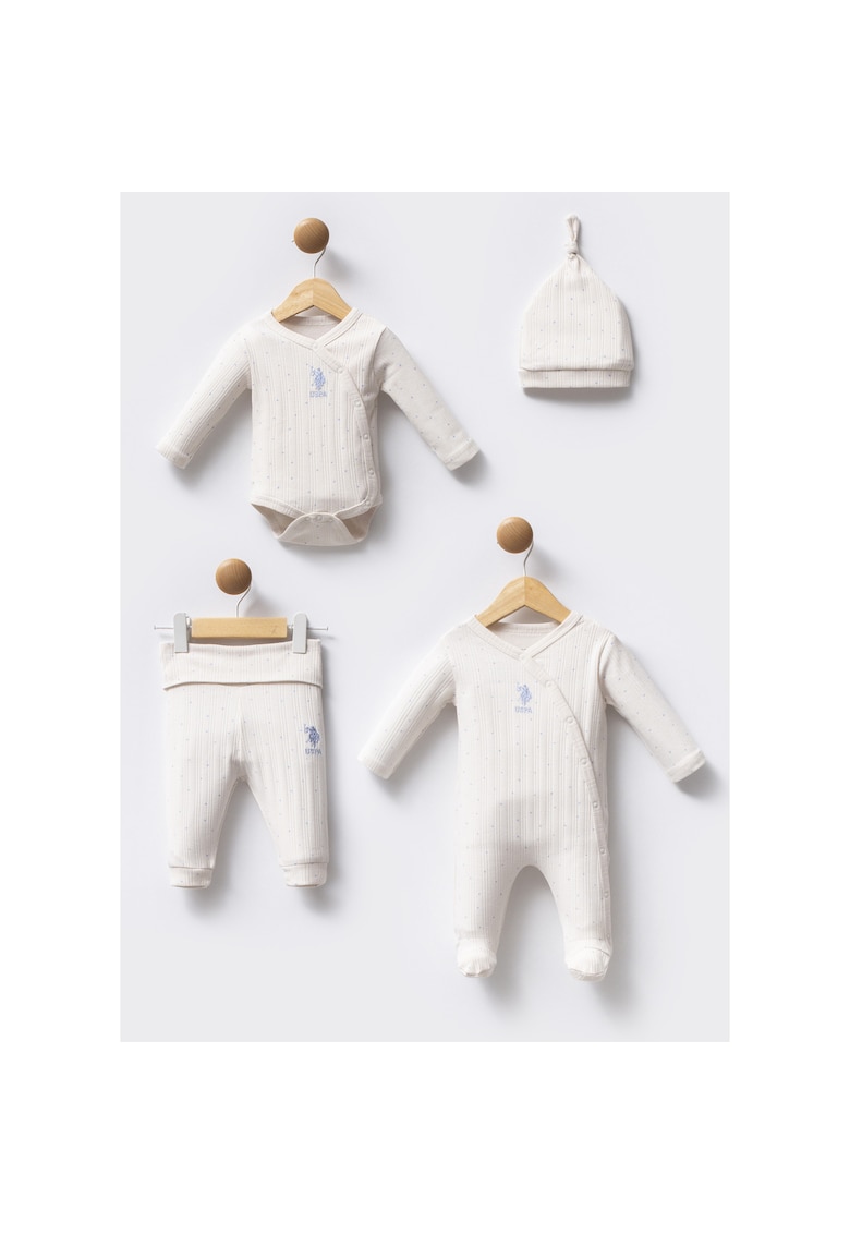Set 4 piese pentru nou nascuti -  Alb