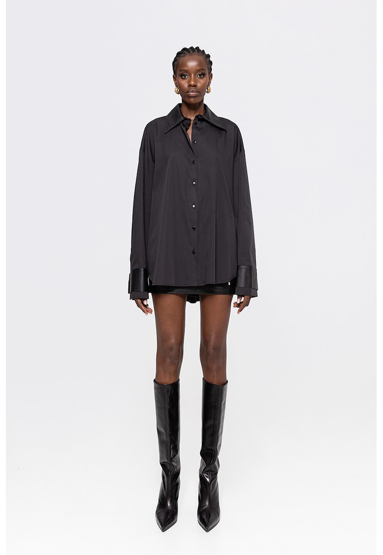 Camasa din amestec de bumbac cu garnituri din blana sintetica