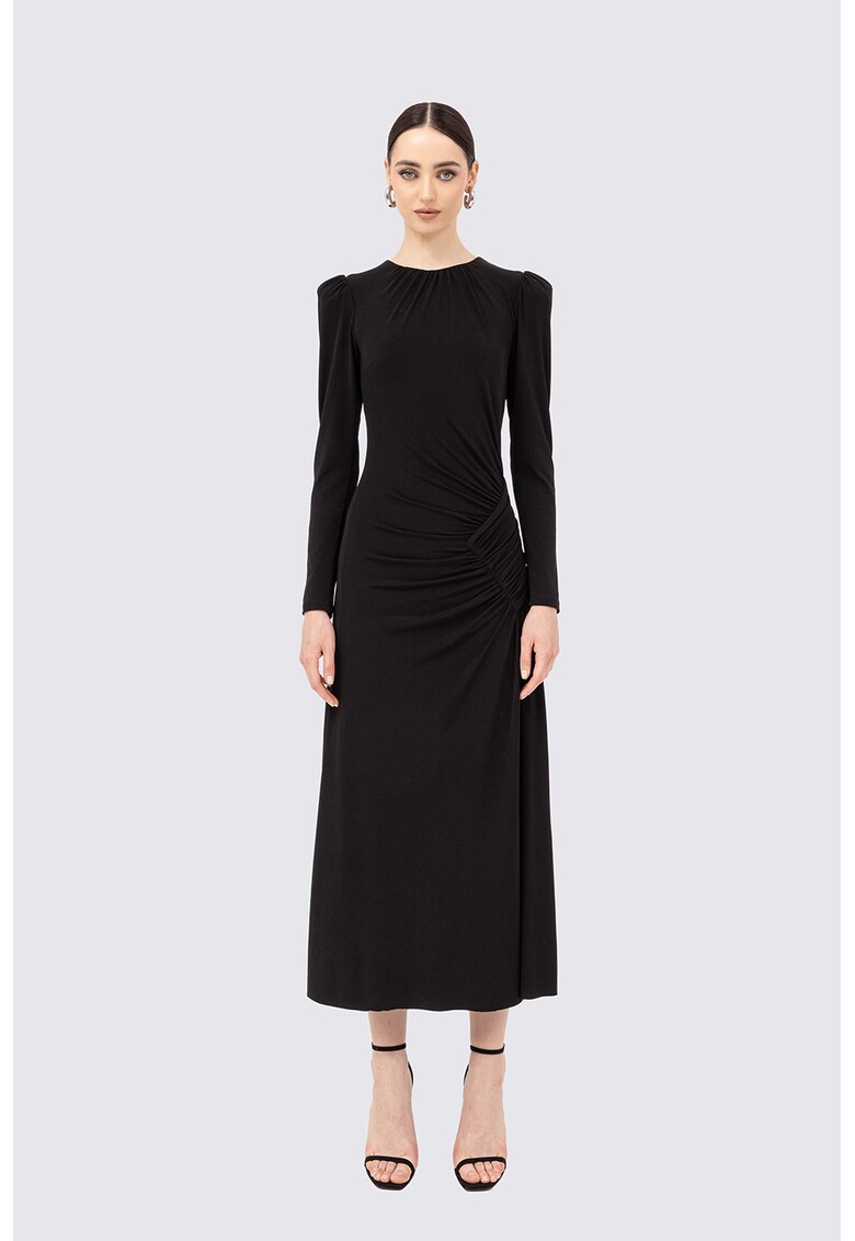 Rochie midi cu croiala evazata - Negru