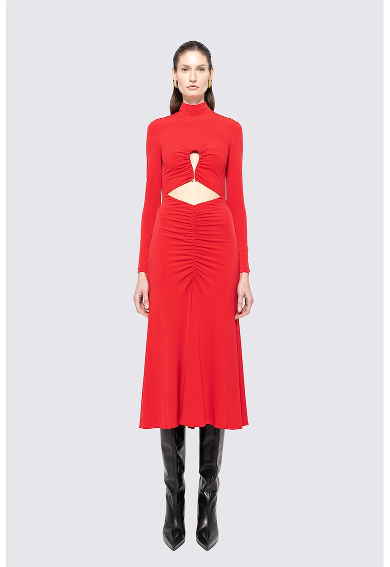 Rochie midi cu maneci lungi - Rosu