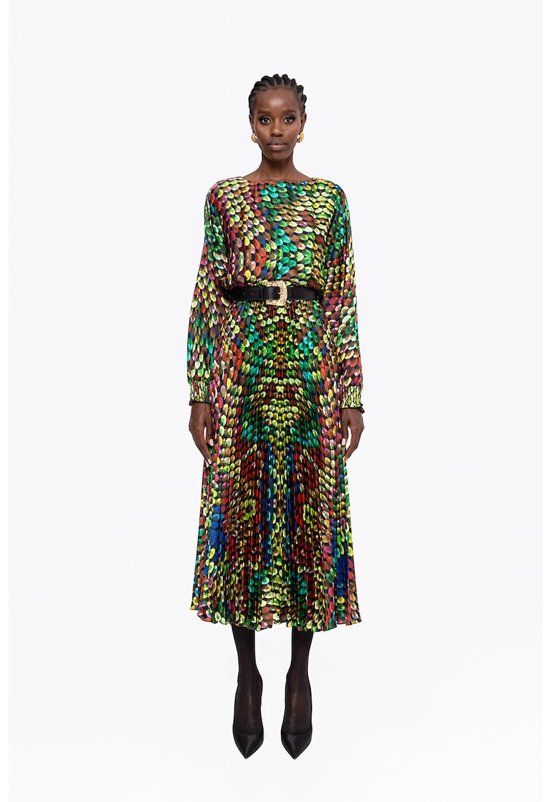 Rochie plisata cu imprimeu 3D