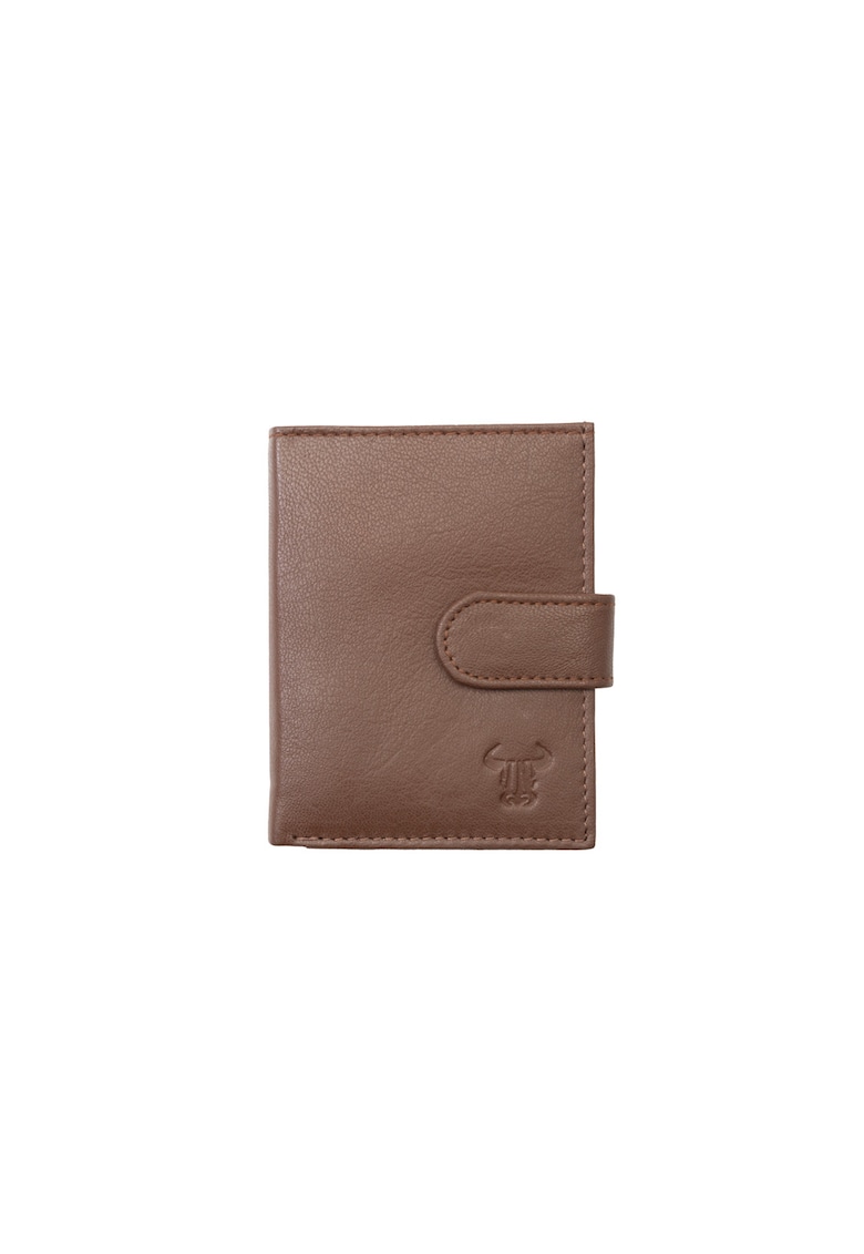 Port-card barbati piele naturala - compact - maro