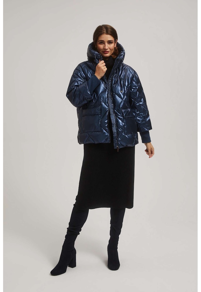 Jacheta metalica matlasata bleumarin - Bleumarin