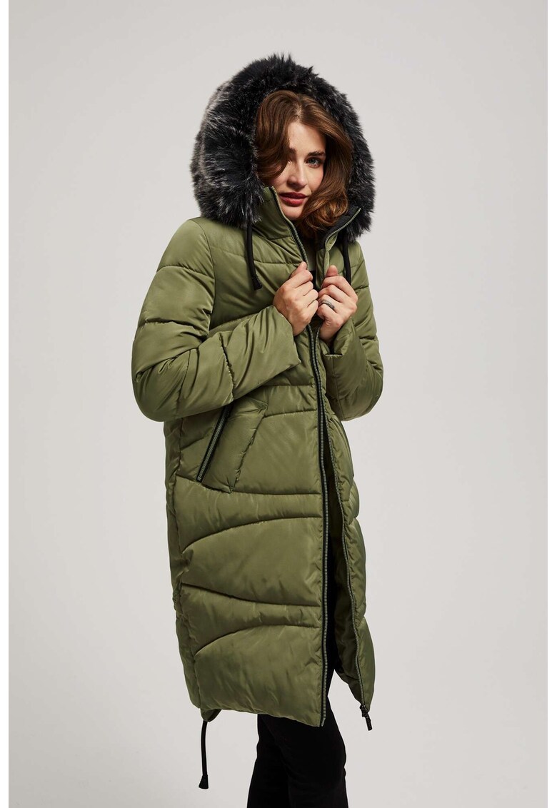 Jacheta matlasata cu gluga izolata - Verde