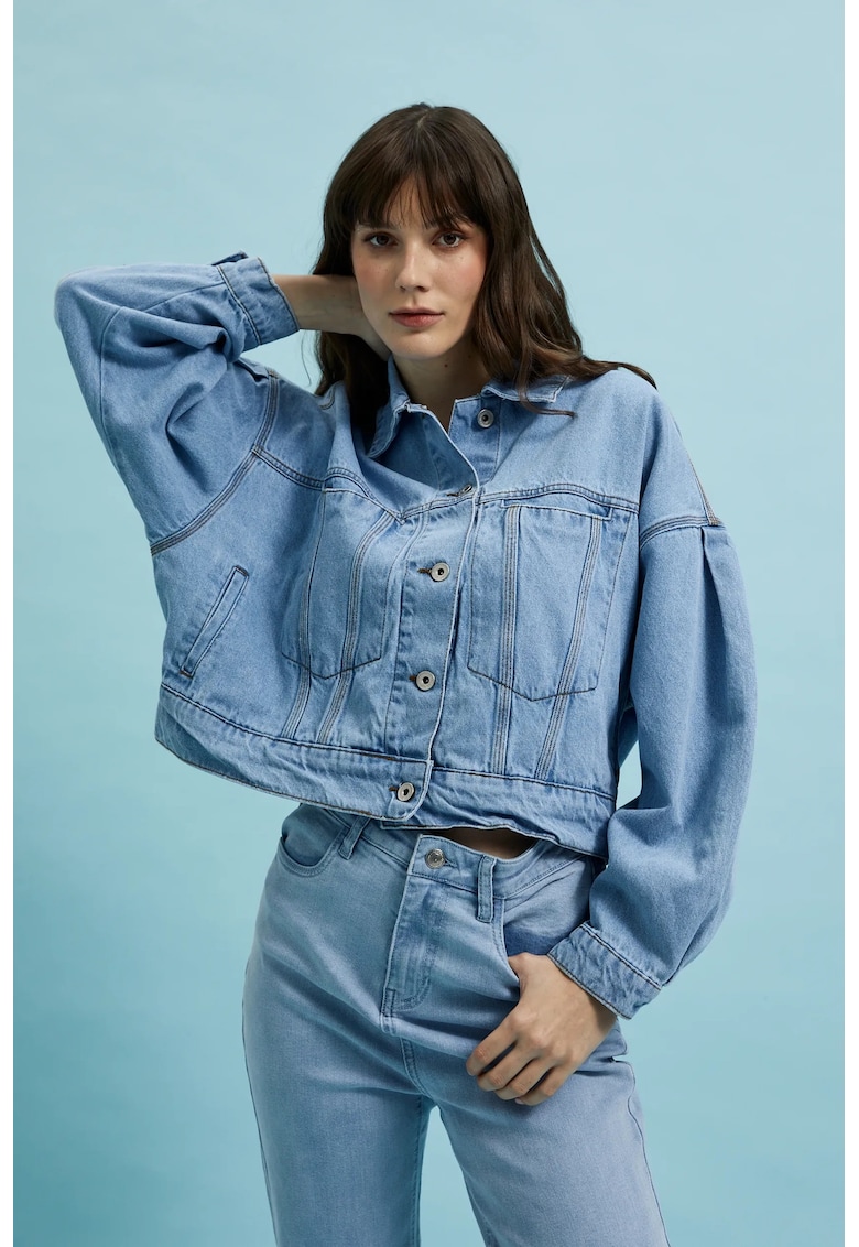 Jacheta scurta din denim albastra - Albastru