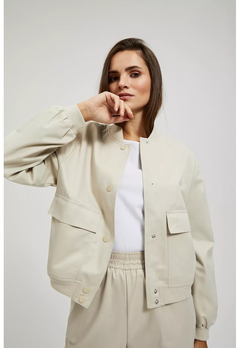 Jacheta bomber bej cu buzunare - Bej