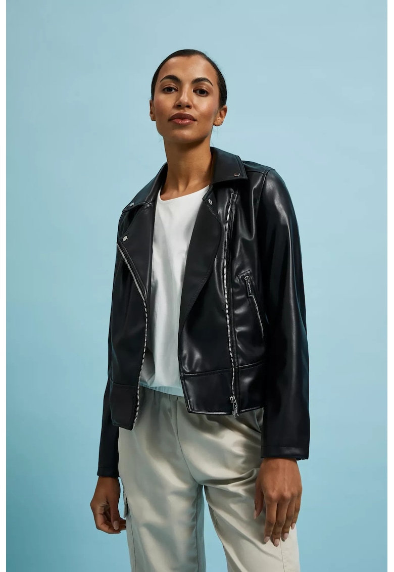 Jacheta de biker cu fermoar - Negru