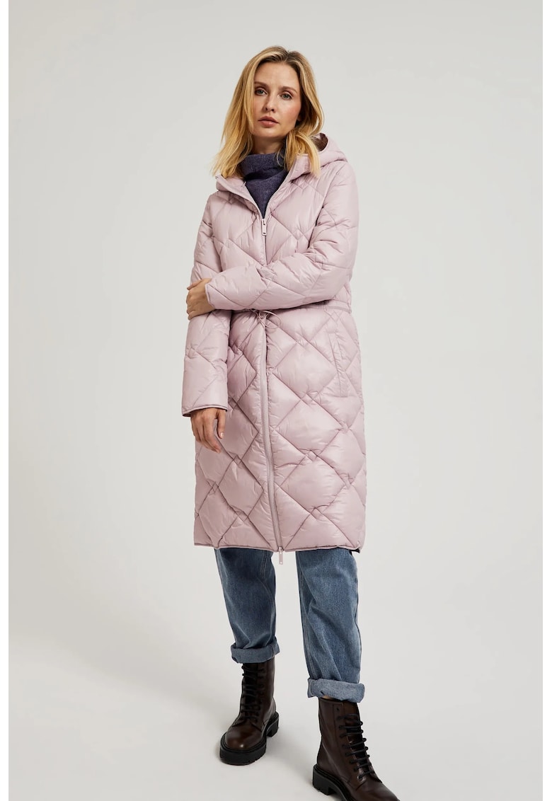 Jacheta quilted cu snur roz - Roz