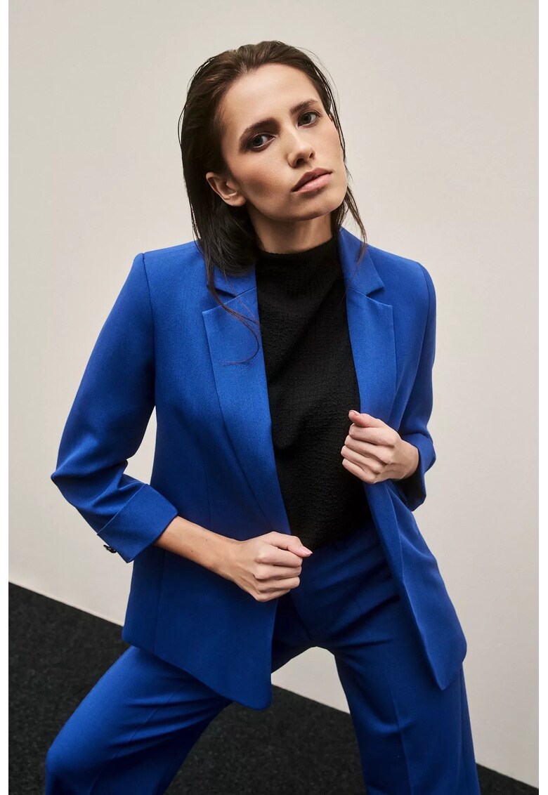 Sacou albastru neted cu maneci 3/4 - Blue Lagoon