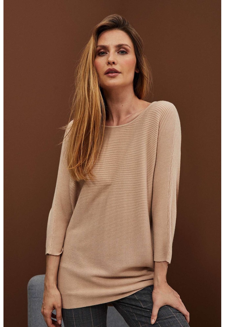 Pulover bej tip batwing - Bej