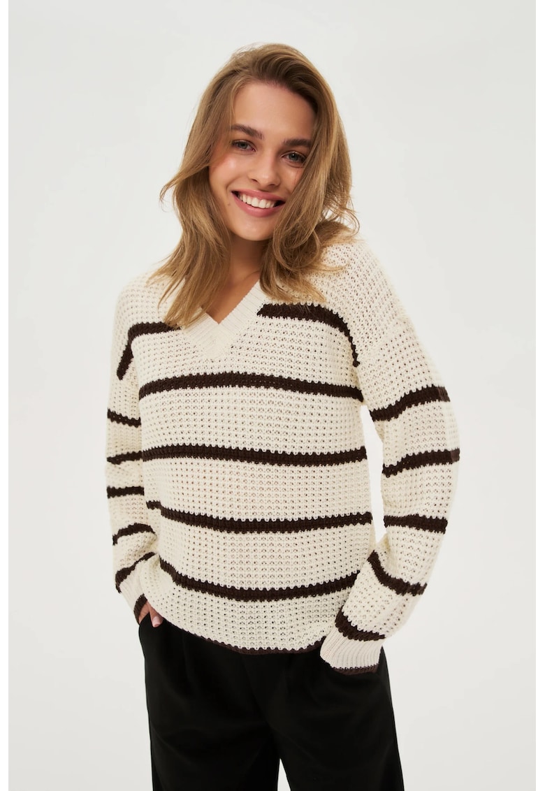 Pulover striped bej