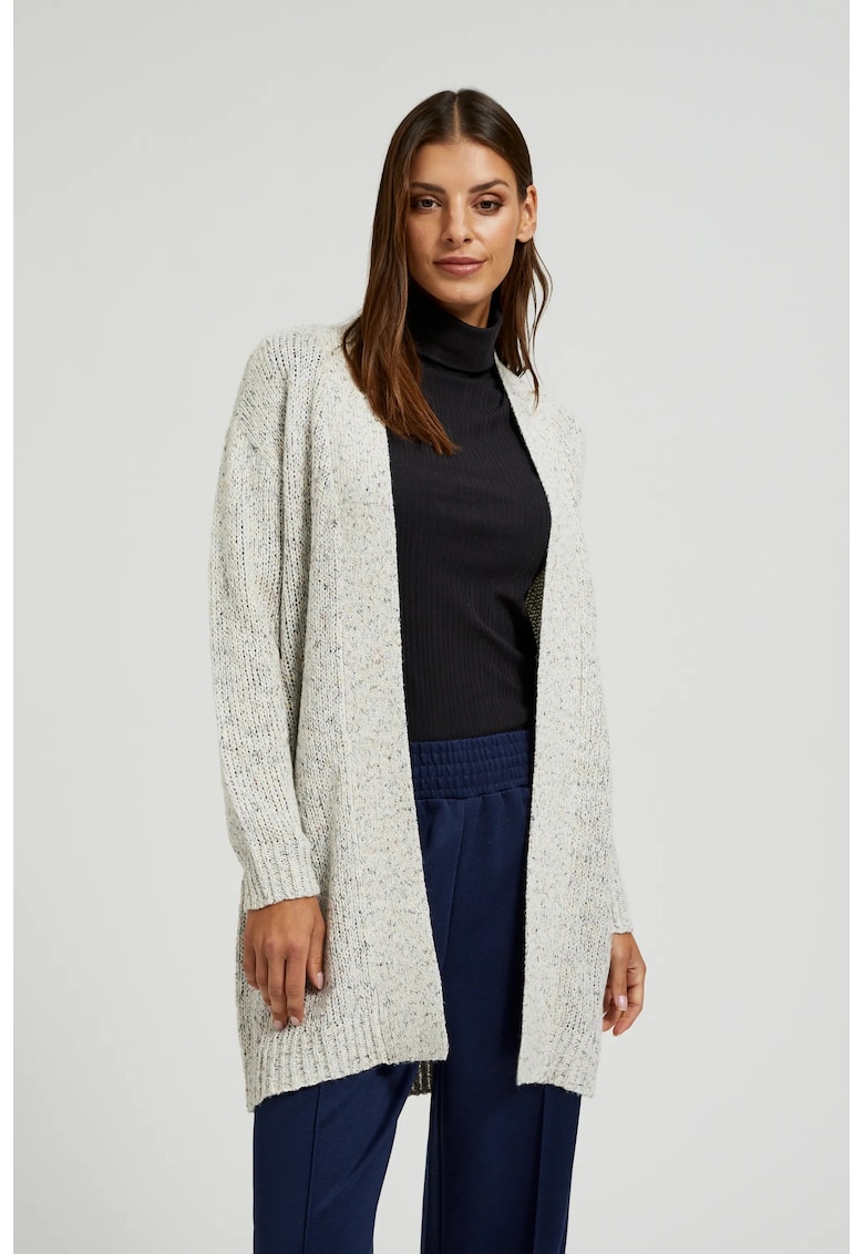 Cardigan bej cu lungime pana la mijlocul coapsei - Gri