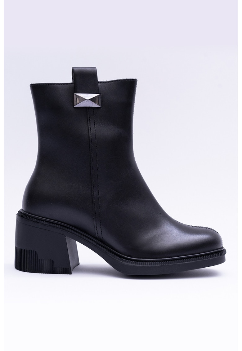 Cizme din piele cu toc masiv