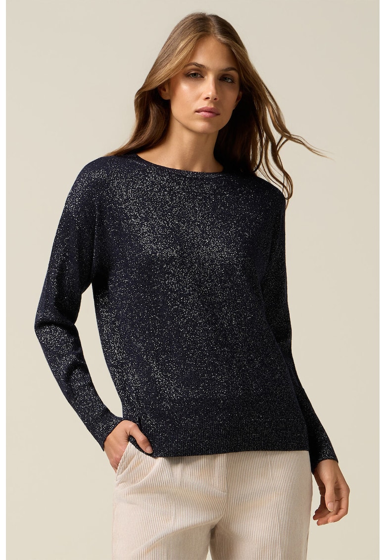Pulover din amestec de lana cu aspec stralucitor