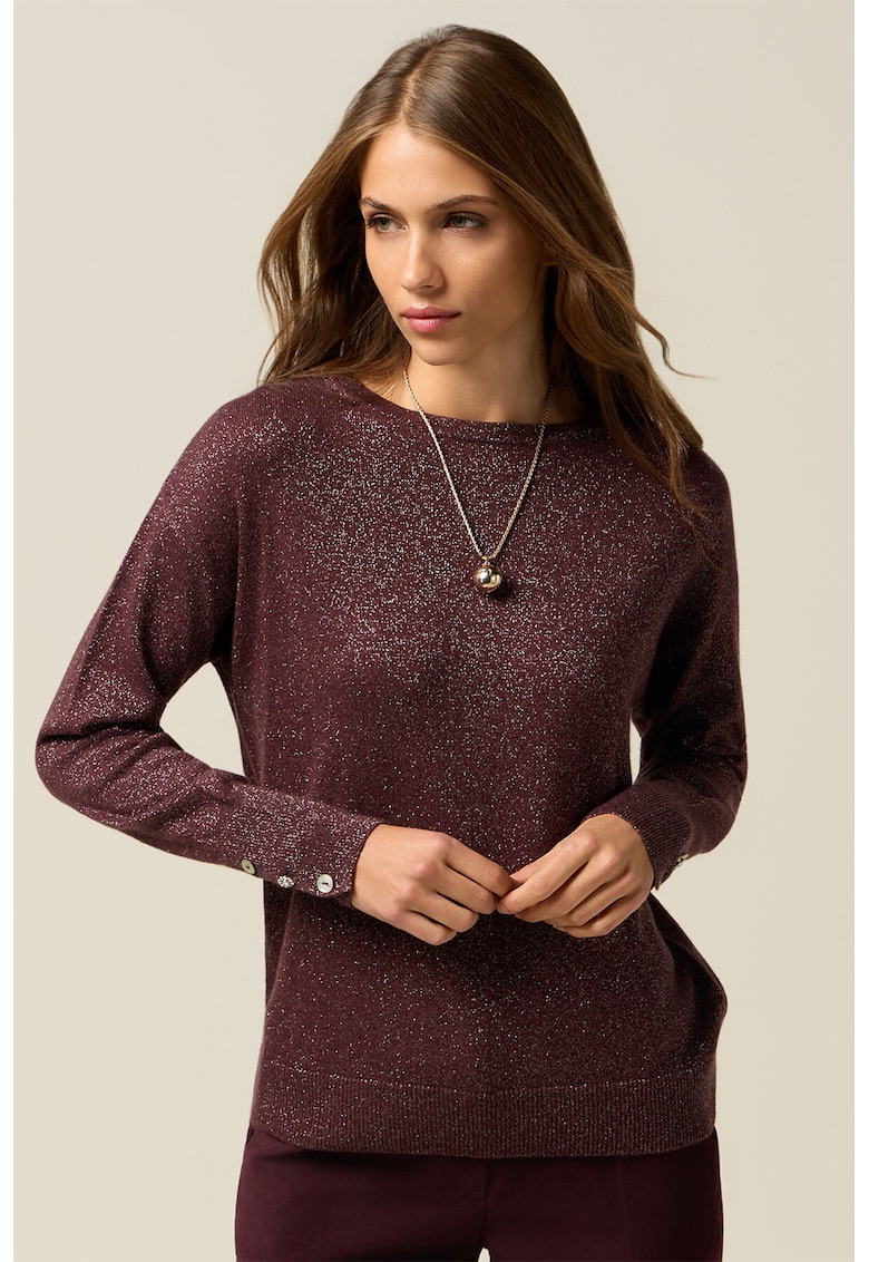 Pulover din amestec de lana cu aspec stralucitor