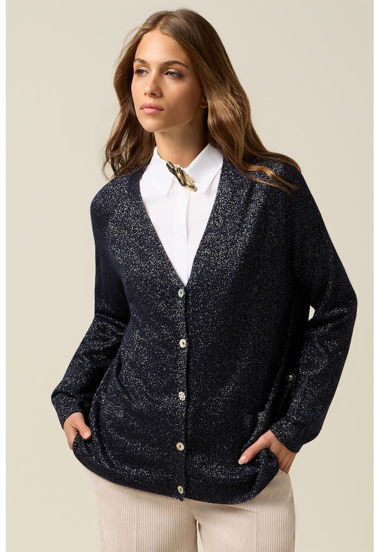 Cardigan din amestec de lana cu insertii stralucitoare