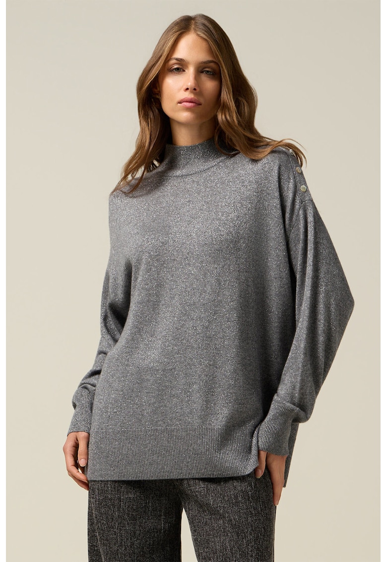Pulover lejera din amestec de lana cu maneci cazute