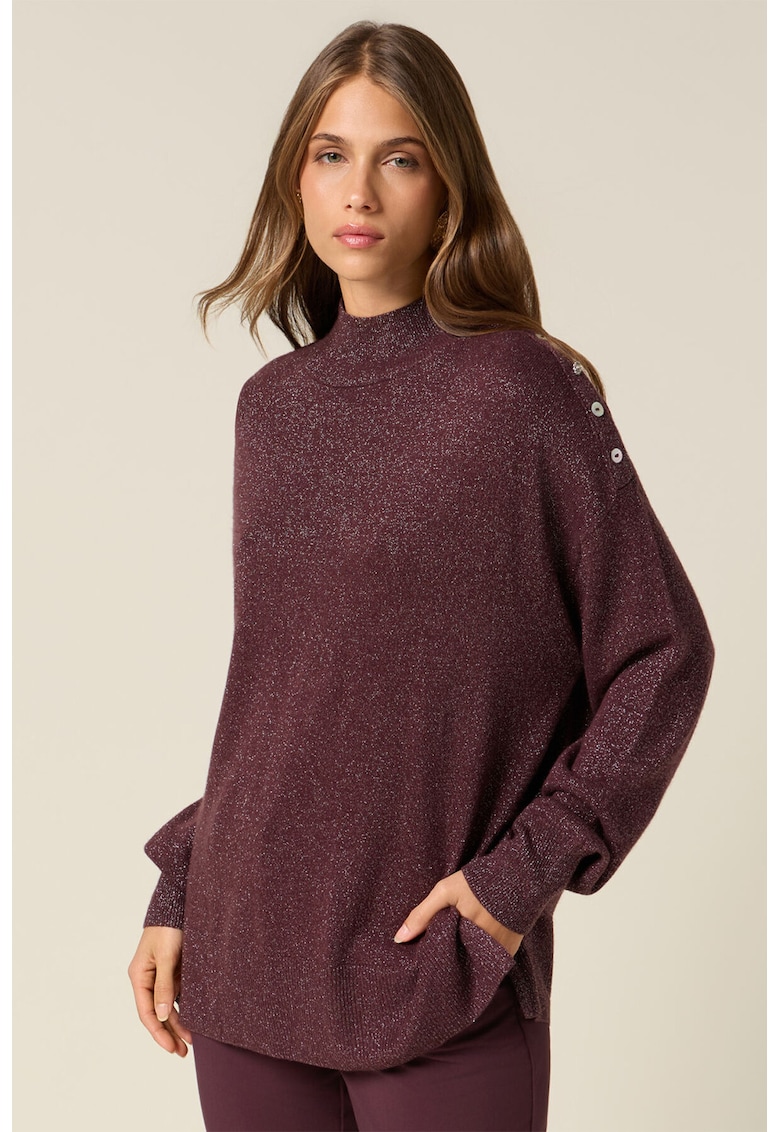 Pulover lejera din amestec de lana cu maneci cazute