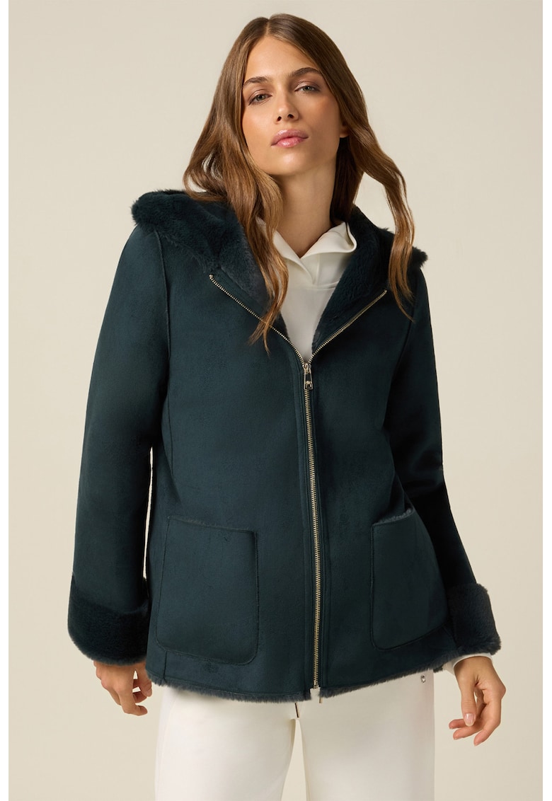 OLTRE - Jacheta cu fermoar si gluga - Gri carbune