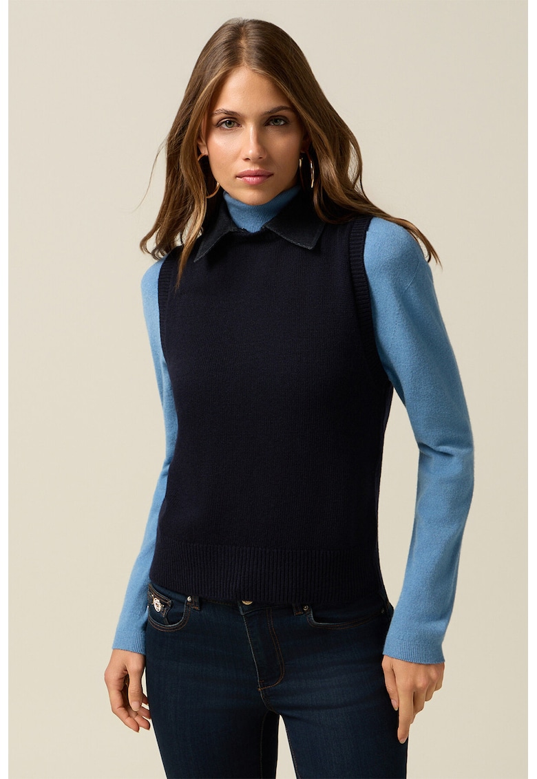 OLTRE - Vesta din amestec de lana cu model uni