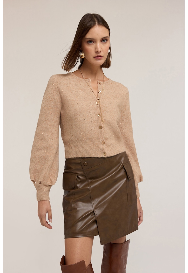 Cardigan din amestec de lana cu insertii stralucitoare
