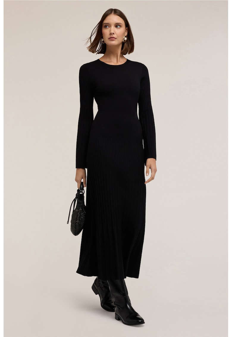 Rochie-bluza cu decolteu la baza gatului - Negru